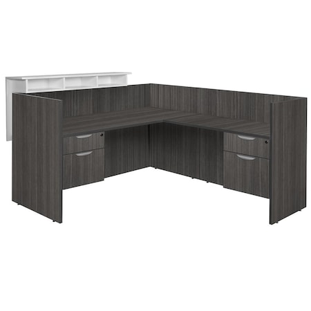 Regency Legacy Reception Desks, 88.5 D X 48 H, 71 W X Wood, Ash Grey, White LRDRT2BFWHAG